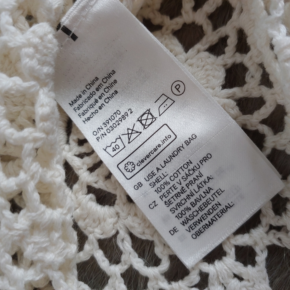 Divided H&M • Boho Cotton Cream Ivory Crop Top Crochet Long Bell Sleeve Medium - Picture 8 of 16
